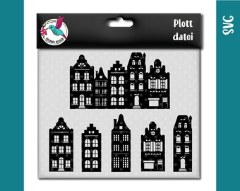 Canal houses | Christmas | Houses in the city of Amsterdam | svg | Plot file for plotting with vinyl or flex film