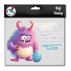 Monster "Dumphi" mit Osterei | monstermäßige Ostern | png svg | DigiStamp zum Plotten mit Papier, Sublimieren oder DTF-Druck