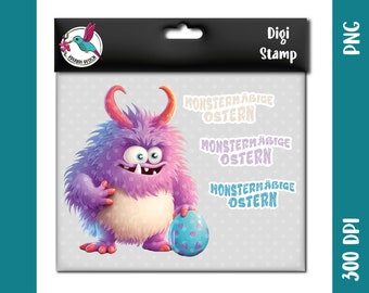 Monster "Dumphi" with Easter egg | monster Easter | png svg | DigiStamp for paper plotting, sublimation or DTF printing