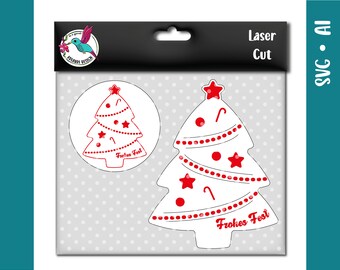 Christmas tree | Coasters and cutlery bag | Table decoration | svg | Lasercut for lasering and engraving with felt | File for laser