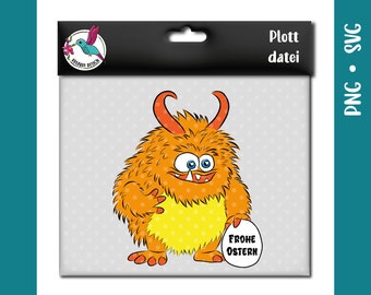 Monster with Easter egg | Happy Easter | png svg eps | Plot file for plotting with paper, vinyl or flex film | Motif for engraving