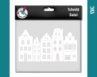 Canal houses Leporello | Christmas | Houses in the city of Amsterdam | svg | Plot file for plotting paper