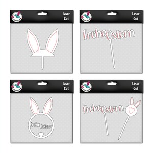 Pacchetto cartello in legno per Pasqua | per fiori | come decorazione per una torta | come segnaletica per la porta | svg | Lasercut per la lavorazione al laser e l'incisione del legno