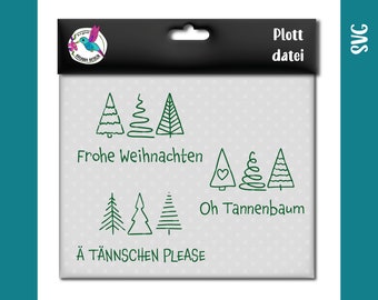Christmas trees | hand drawn | Christmas | with saying | svg | Plot file for plotting with vinyl or flex film