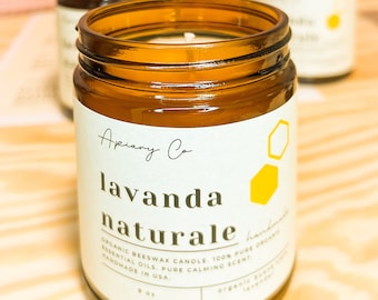 Organic beeswax candle Organic lavender | 100% Pure Organic Beeswax + Essential Oils