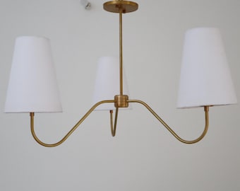 Elegant Modern Gilded Splendor The Brass Chandelier With Linen Shade