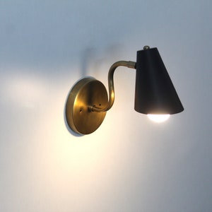 Luminaire 1 Light Mid Century Raw Brass Wall Lamp Sconce Adjustable