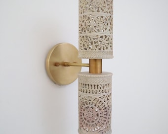 Alabaster Wall Sconce Light Natural Stone Fixture for Hallway, Bedroom, Living Room