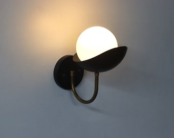 Luminous Elegance The Brass Milky Ball Wall Lamp