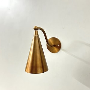 Handcrafted Modern Style Mid Century Raw Brass Wall Lamp