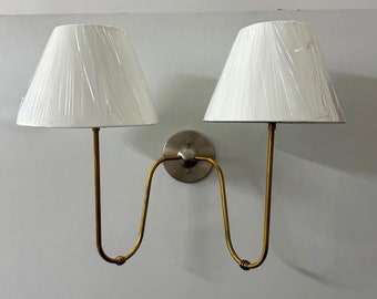 Timeless Elegance Handcrafted Raw Brass 2 Arm Wall Lamp for Distinctive Decor Artisan Lighting Fixture for Your Home