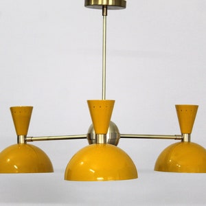 Handcrafted Modern Brass Chandelier 3 Arm 3 Light Luminaire