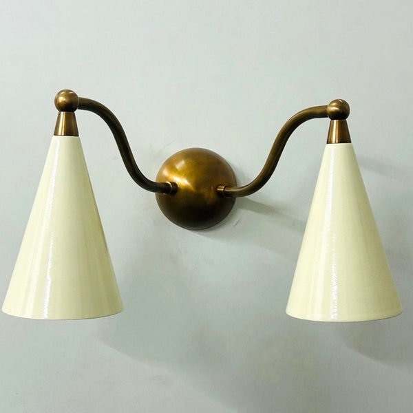 Inspired Design Double Sconce Mid Century Modern Brass Wall Lamp
