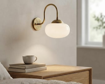 Wall Lighting Design Brass Sconce, 8 x 11 x 12 Inches With Globe Shade