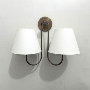 Handcrafted Antique Brass 2 Arm Shade Wall Lamp For Your Home
