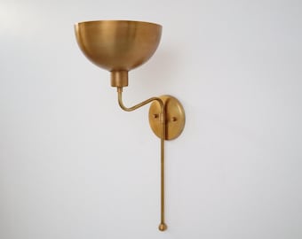 Brass Wall Lamp, Metal Shade with Six Finish Options