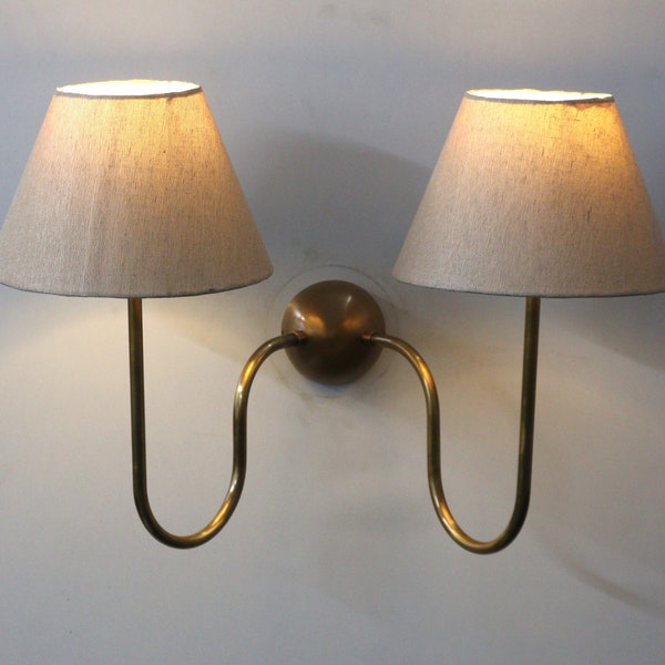 Timeless Elegance Brass Wall Lamp Handcrafted 2 Arm with Dual Lights Exquisite Home Decor