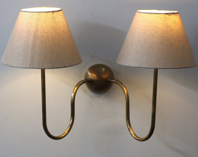 Timeless Elegance Brass Wall Lamp Handcrafted 2 Arm With Dual Lights
