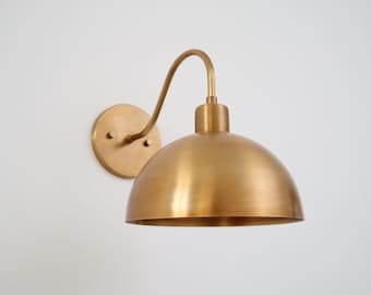 Modern Handcrafted Elegant Mid Century Raw Brass Wall Lamp Luminaire