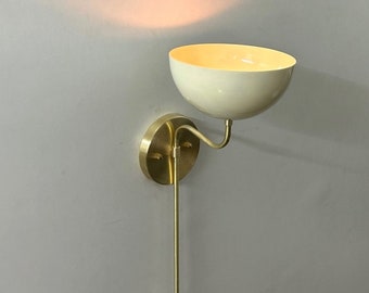 Luminous Elegance Handcrafted Mid Century Modern Brushed Brass Wall Lamp