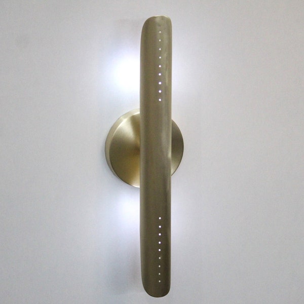 Handcrafted 2 Light Mid Century Modern Brass Wall Lamp Luminaire