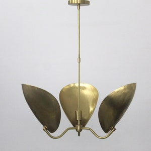 Mid Century Elegant 3 Curved Shapes Brass Chandelier A Timeless Piece For Your Home