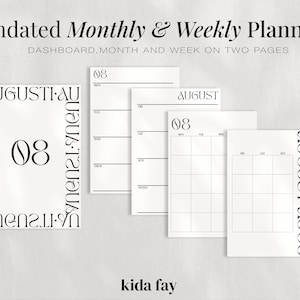 A5 Undated Monthly and Weekly Printable Planner | MO2P WO2P | Instant Download | Month Week on Two Pages