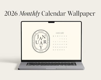 2026 Monthly Desktop Wallpaper Calendar | Neutral