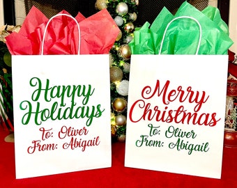 Large Personalized Christmas Gift Bags