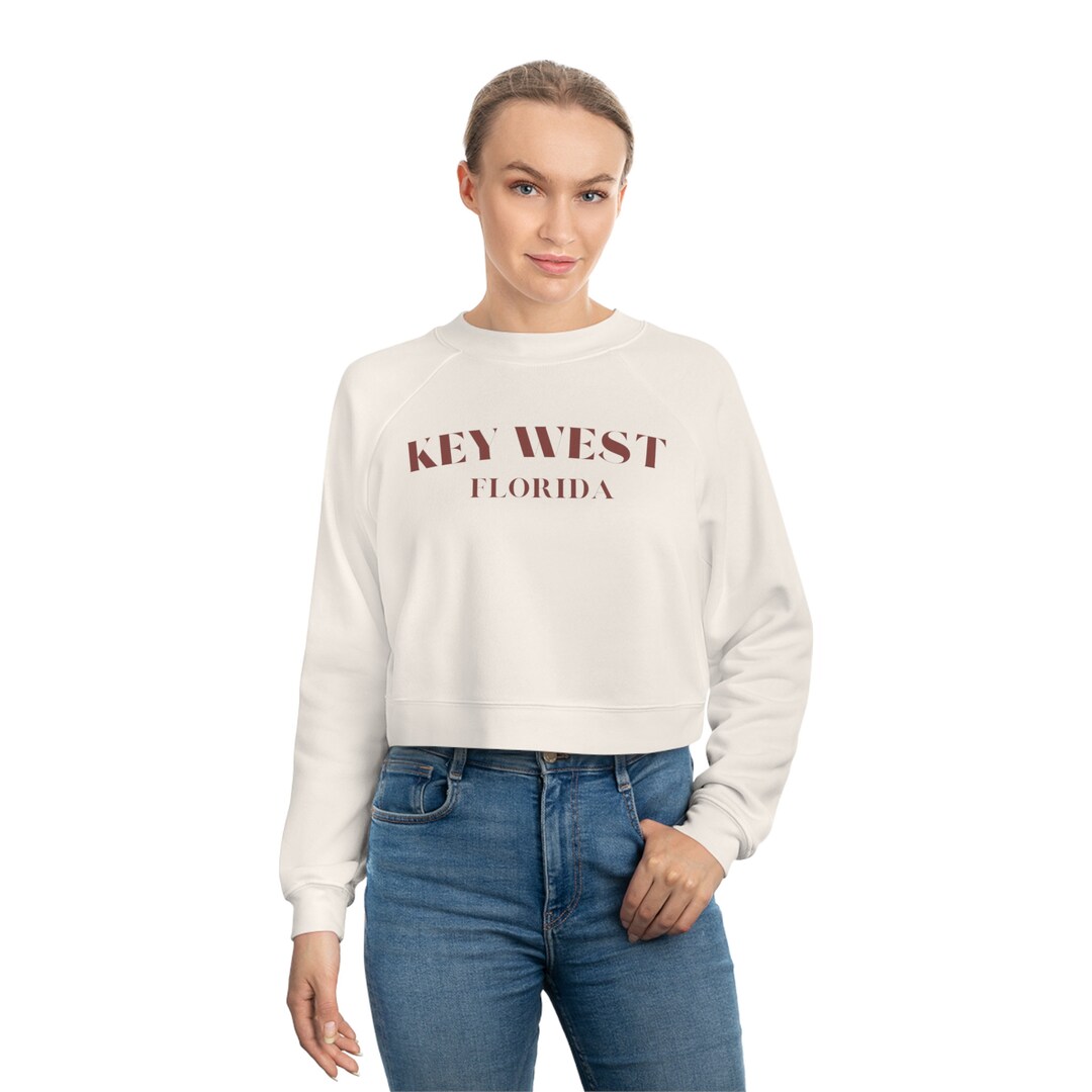 Key West Cropped Fleece Pullover, Key West Souvenir, Florida Vacation Top, Tropical Palm Tree