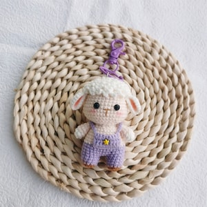 Cute lamb pendant handmade hook needle wool woven doll keychain hanging decoration