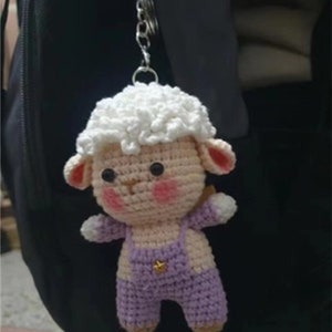 Cute lamb pendant handmade hook needle wool woven doll keychain hanging decoration