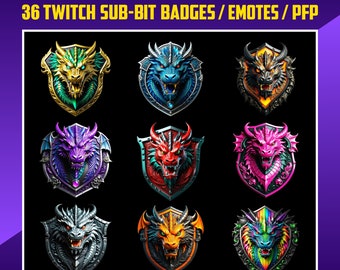 Badge Twitch Sub di Dragon Shield: badge streamer bit (download digitale)