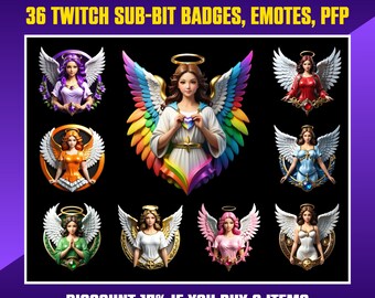 Badges Angel Twitch : emotes VTuber, clipart (téléchargement numérique)