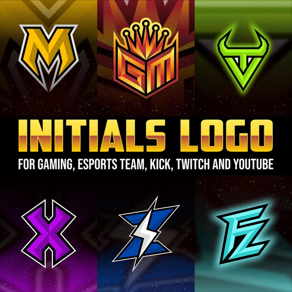 Ik ontwerp je Initialen-logo voor gamingkanaal, team esports, twitch-streamer, kick-streamer en YouTube-maker