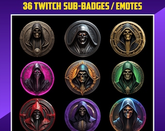 Grim Reaper Twitch-subbadges: VTuber-emotes (digitale download)