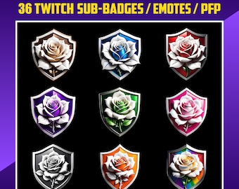 Badges Rose Twitch : emotes pour streamer, avatars VTuber (téléchargement numérique)