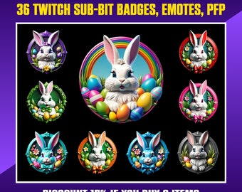 Easter Bunny Twitch Badges: Sub Bit Badges, Emotes, Avatars (Digital Download)