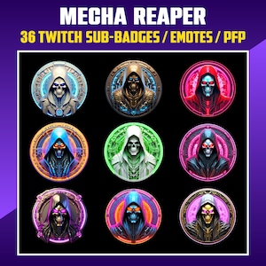 Reaper Twitch Sub Badges, Sub Bit Badges for Streamers, Kick, VTuber, Avatars, Emote