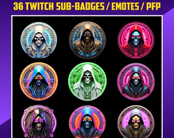 Mecha Reaper Twitch-subbadges: avatar-emotes streamer (digitale download)