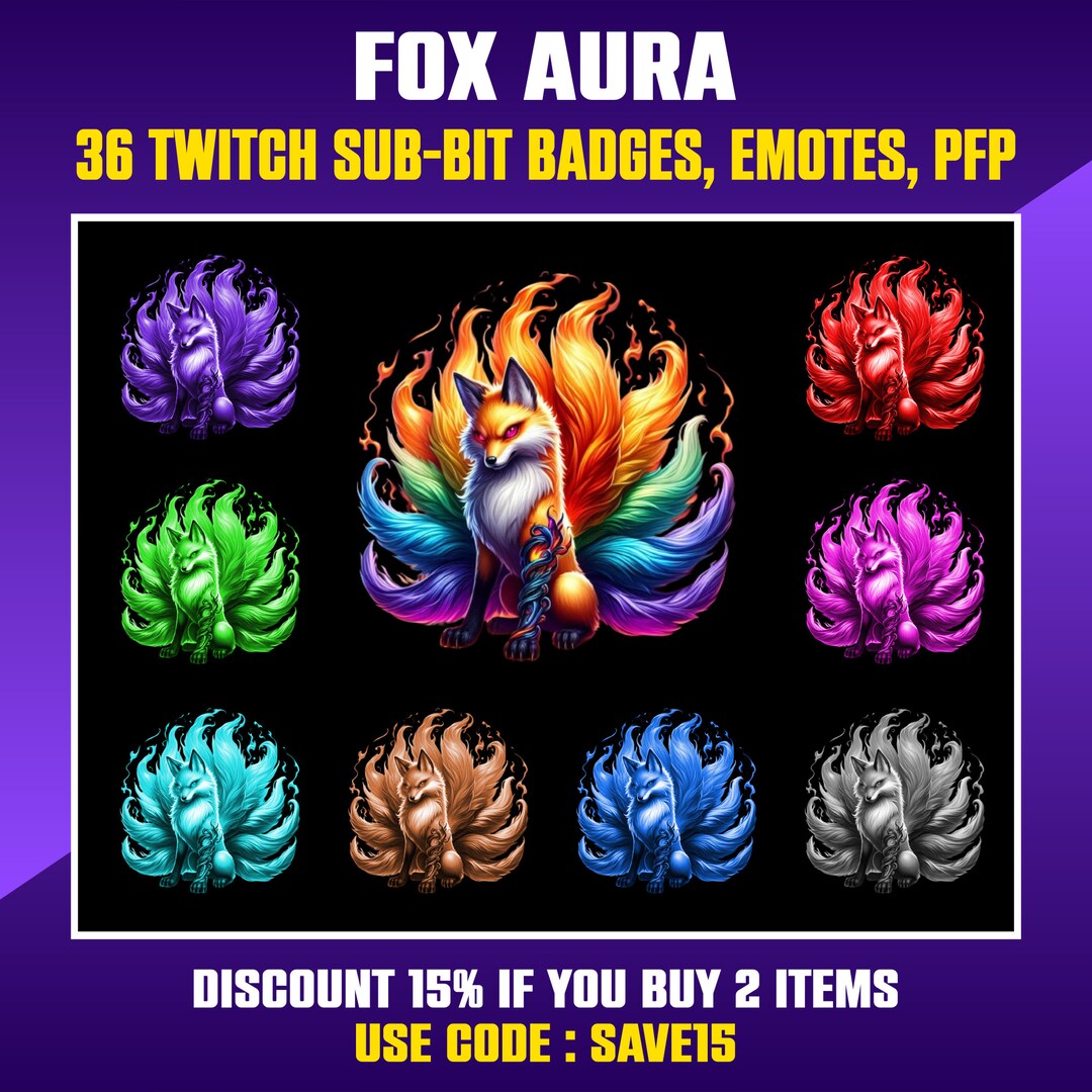 Fox Twitch Sub Badges: Streamer Bit Badges, Emotes (digital Download ...