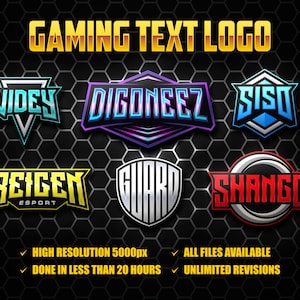 Eu criarei seu texto de jogo ou logotipo de nome para seu YouTube, Twitch, equipe de esportes ou canal de streaming