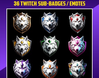 Badges Royal Wolf Twitch Sub Bit pour streamers, Kick, VTuber, avatars, emote, clipart, PNG Transparent