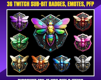Insignias de suscripción de Bee Twitch: Insignias de bit de streamer, emoticones (descarga digital)