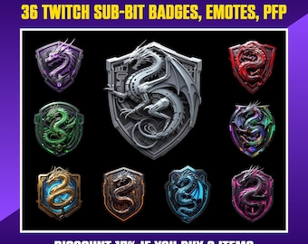 Badge Dragon Twitch Sub: Badge Streamer Bit (download digitale PNG)