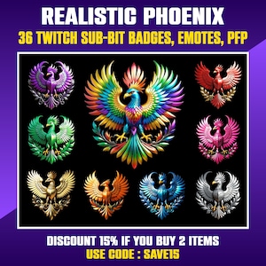Twitch badges, Phoenix Twitch Sub Badges, Sub Bit Badges, Streamers, Kick, VTuber, Avatars, Emotes, Clipart, Transparent PNG