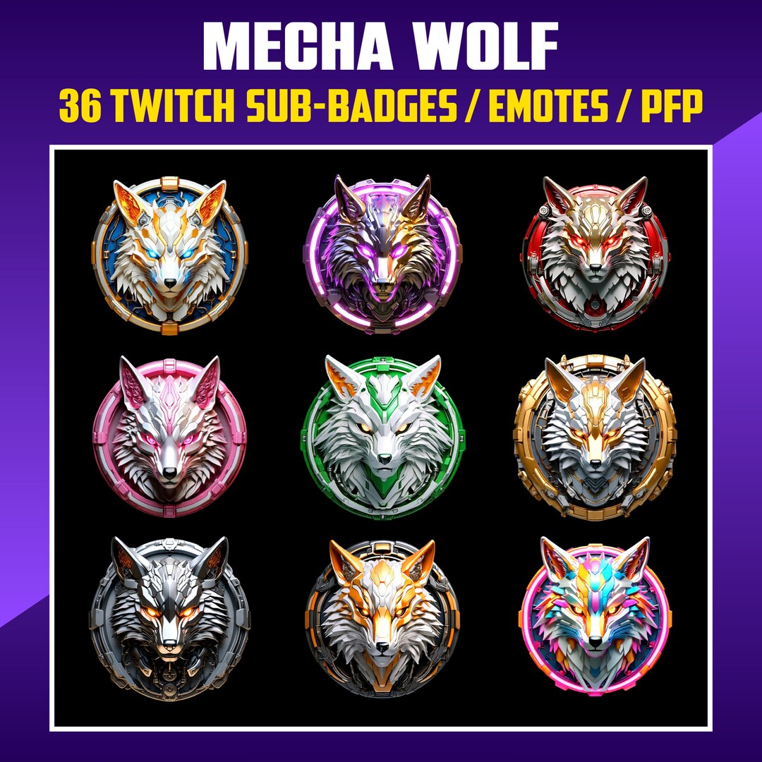 Mecha Wolf Twitch Sub Badges: Streamer Emotes (digital Download) - Etsy