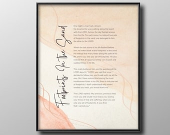 Footprints in the Sand Poem (Digital Download) - Religious Inspiration, Printable Wall Art, Christian Home Decor