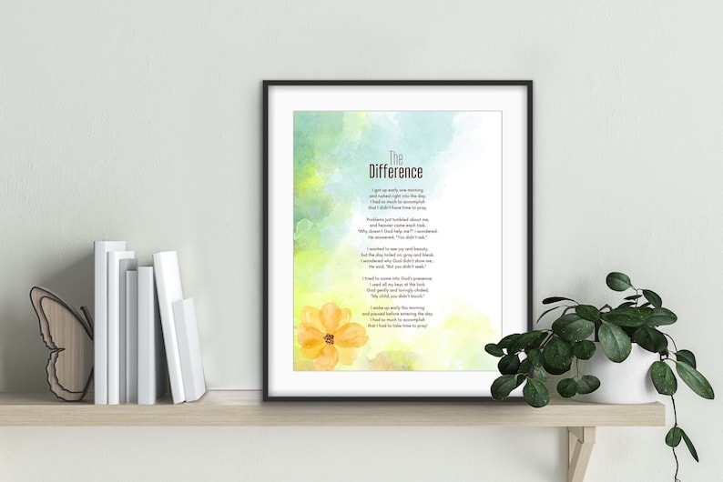 The Difference Poem (digital Download) - Religious Prayer Reminder ...