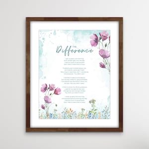 The Difference Poem (Digital Download) - Religious Prayer Reminder, Printable Wall Art, Christian Home Decor